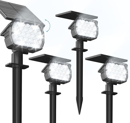 VOLISUN Solar Spotlight Outdoor, IP67 Waterproof Solar Landscape Spot Lights，Uplights for Yard Garden Pathway - 4 Pack (Cool White) 27 LED 3 Lighting Modes VOLISUN