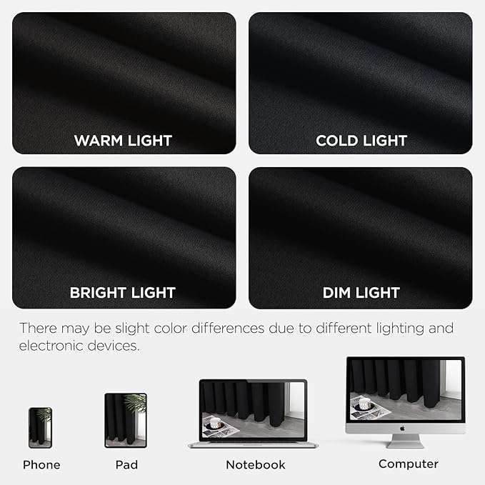 Joydeco Blackout Door Curtain for Doorway Privacy 90 Inches Long, Grommet Closet Curtain for Open Closet, Room Divider for Bedroom Living Room (Black, 52Wx90L, 1 Panel) JOYDECO
