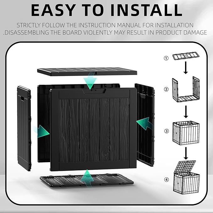 ROJIK 31 Gallon Outdoor Storage Box,Deck Box - Waterproof Patio Furniture, Garden Tools, Cushions, Pool Accessories Storage Bench with Lockable Lid and Side Handles (Black) ROJIK