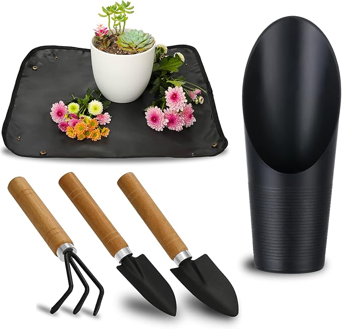 5Pcs Succulent Tools, Mini Garden Tools,Plant Potting Mat as Plant Accessories,Succulent Gardending Hand Tools Kit for Seedling Soil,Caring Succulent,etc,Gifts for Woman’s Gardening work(No Flowerpot) Songtaste