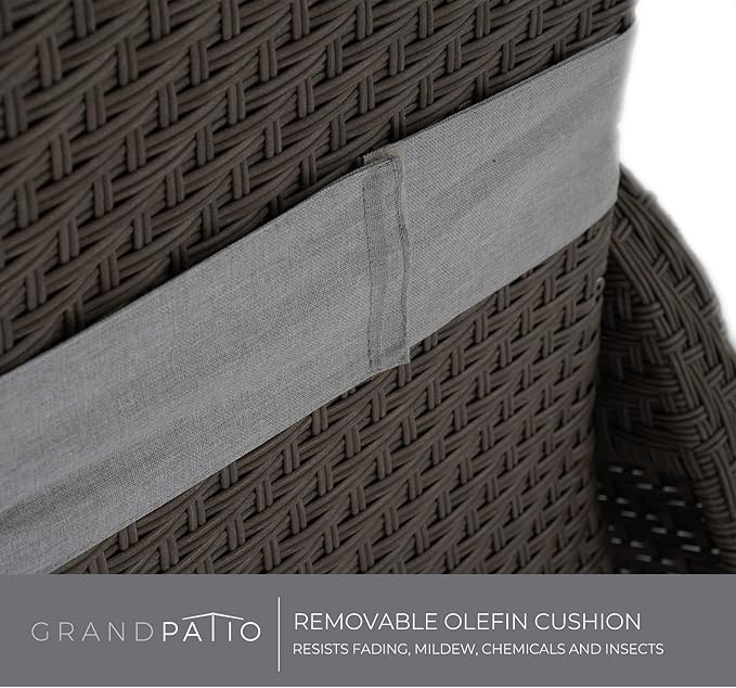 Grand patio Indoor & Outdoor Recliner Chair PE Wicker Patio Recliner with Flip Table Reclining Lounge Chair, Mist Grey GrandPatio