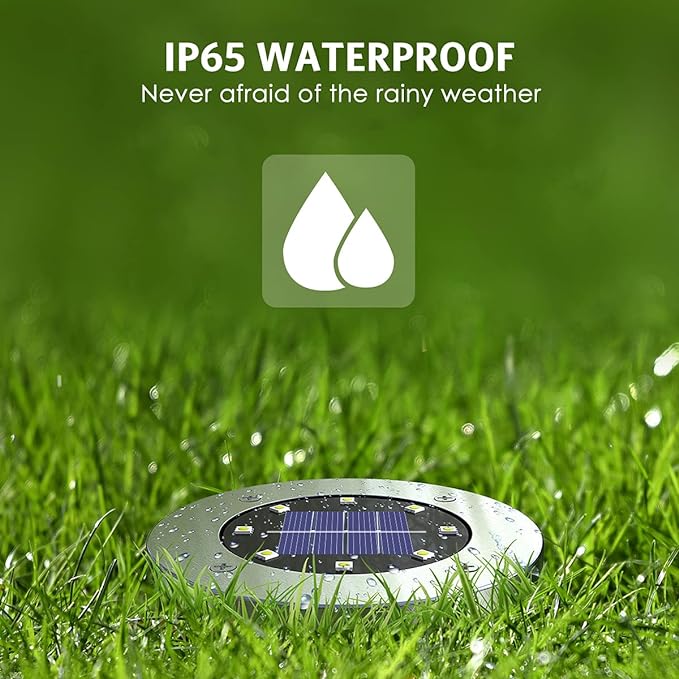 Solar Ground Lights 16 Packs, Garden Solar Outdoor Waterproof Pathway Bright In-Ground Landscape Lights for Patio, Lawn, Yard, Driveway, Step and Walkway White Light OULONGER