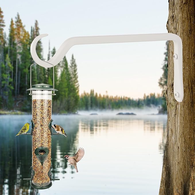 10" Plant Hangers 2-Pack - Heavy Duty Rust-Resistant Steel Hooks for Bird Feeders, Indoor/Outdoor Plants & Wall Decor, White YELOKIE