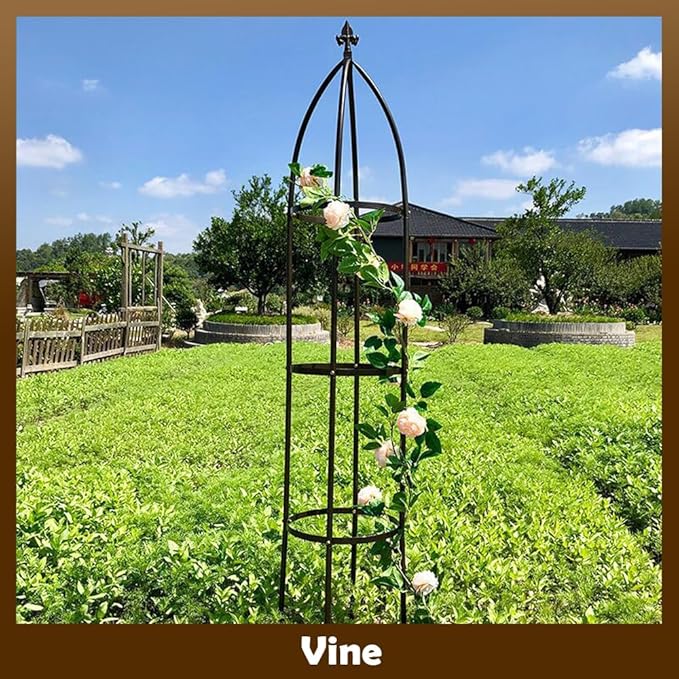 100% Metal Obelisk Garden Trellis 6.3 Feet Tall Sturdy Plant Support for Climbing Vines and Flowers Stands,1pc Upgrade (Bronze, Large) LeJoy+Garden
