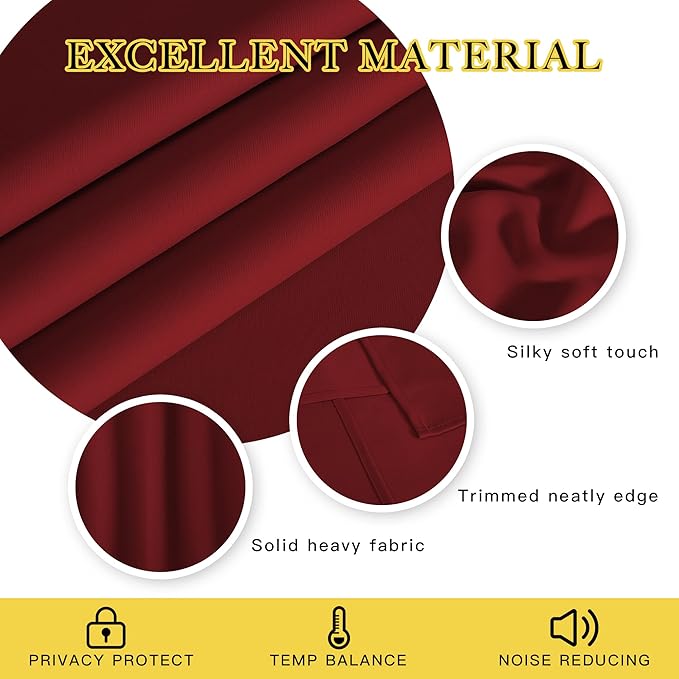 NICETOWN Room Divider Curtain 132 Inches Long, Wide Blackout Sliding Door Curtain for Bedroom, Room Darkening Privacy Window Curtain for Patio Door (1 Panel Set, Burgundy Red, 80 x 132 Inch) NICETOWN