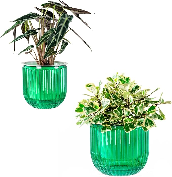 Melphoe Self Watering Pots for Indoor Plants Planter, 8.3/5.3 Inch 2 Pack Planters Self Watering Plant Pots for Flower, Houseplants, Succulent, African Violets and Cactus with Drainage Melphoe