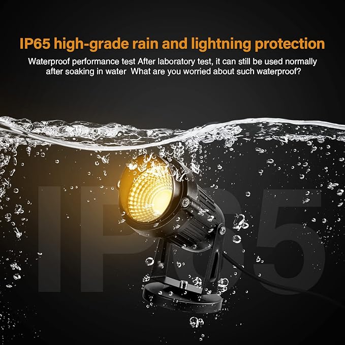 LemonBest Landscape Lights - 5W 110V Outdoor Spotlight - Waterproof IP65-3000K Warm White LED Landscape Lights - 5ft Cable for Yard Garden Patio Driveway House (Include Spike) (6 Pack) LemonBest