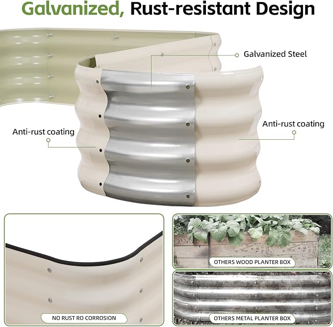 GoCampDriect 4IN1 Raised Garden Bed - 5x3x1ft Galvanized Raised Garden Boxes Outdoor Corrosion Resistant | Variable Shape 6x2x1ft Metal Raised Garden Beds for Planting Vegetable, Herb,Fruits,White GoCampDirect