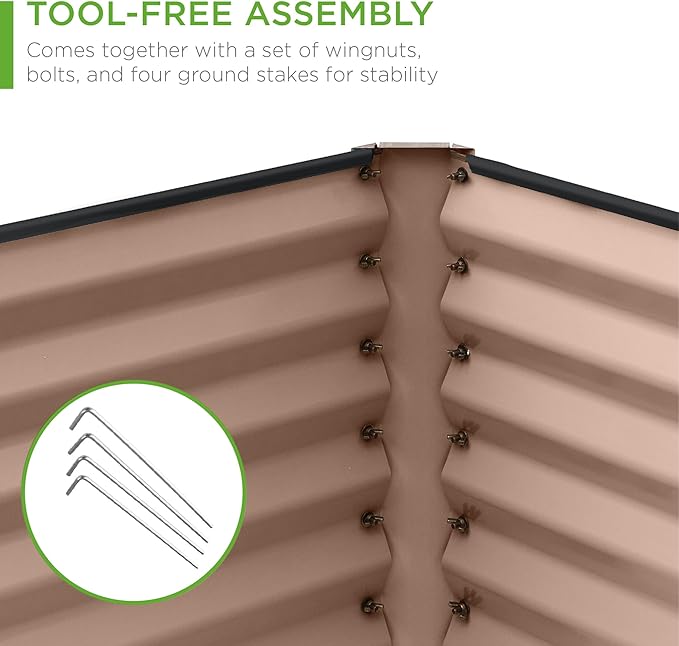 Best Choice Products 6x3x2ft Outdoor Metal Raised Garden Bed, Deep Root Box Planter for Vegetables, Flowers, Herbs, 269 Gallon Capacity, 100% Non Toxic Materials - Dark Brown Wood Grain BestChoiceProducts