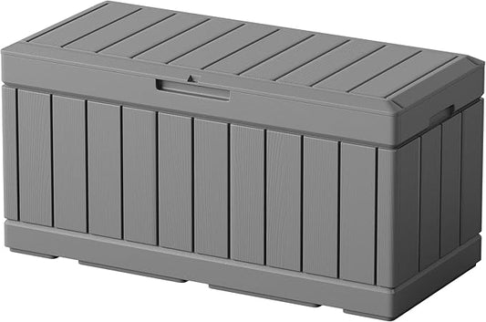 Greesum 82 Gallon Resin Deck Box All Weather Large Outdoor Storage for Patio Furniture, Toys, Garden Tools, Lockable, Dark Gray BuynowfromGreesum