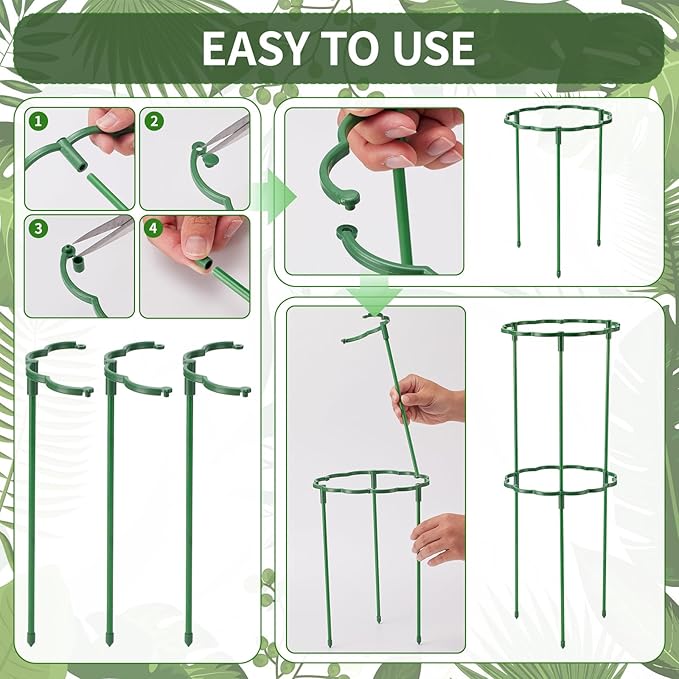 36 Pack Plant Support Stakes Sets - Versatile Plant Cages, Stackable Garden Flower Support， Small Plant Stakes for Indoor Plants,Tomato,Monstera, Peony, Hydrangea, Climbing Plants Rootora