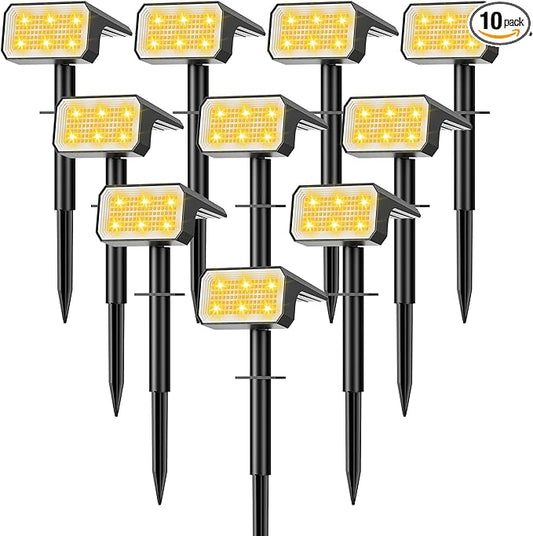 Solar Spot Lights Outdoor, [10 pack/118 LED] 4 Modes Auto On/Off Solar Landscape Spotlights, Ip67 Waterproof Solor Powered Pathway Lights for Outside Yard Garden Walkway Tree Patio (Warm White) Flaow