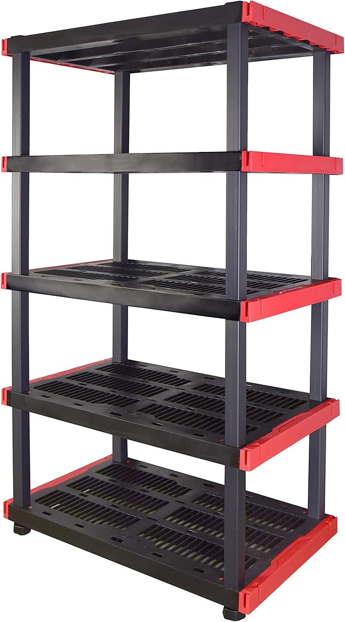 CX Craftsman 5-Tier Highly Durable Storage Rack, 5 Shelves That Support up to 200lbs/shelf, Organization and Storage, Weather-Resistant Design, Easy Assembly, American Made (72.3”H x 40”W x 24”D) BLACKYELLOW