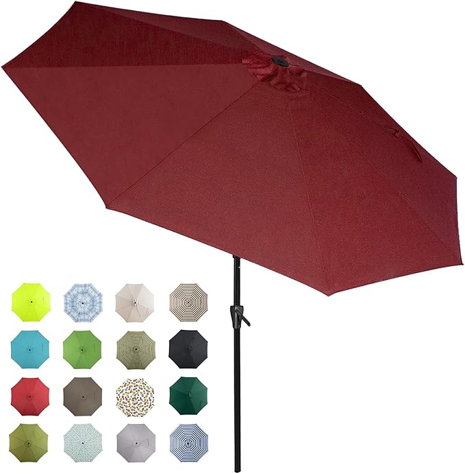 Tempera Patio Market Outdoor Table Umbrella with Auto Tilt and Crank, Large Sun Umbrella with Sturdy Pole & Fade Resistant Canopy, Easy to Set TemperaPatioLife