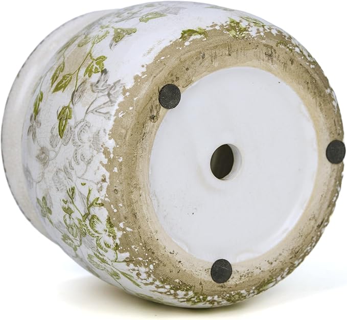 Flower Pot,Vintage Ceramic Pot for Planter with Drainage Holes, 6.29 inch Ice Crack Glazed Indoor Planters Pot for Indoor,Tucan Home Decor,Gardening Gifts (Mid-Century) Dosayes