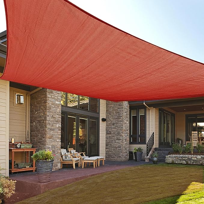 LOVE STORY Custom Size 8'x15' Terra Red Sun Shade Sail Rectangle UV Block Canopy Patio Sail Sunshades Fabric for Outdoor Garden Carport (We Make Custom Size) LOVESTORY