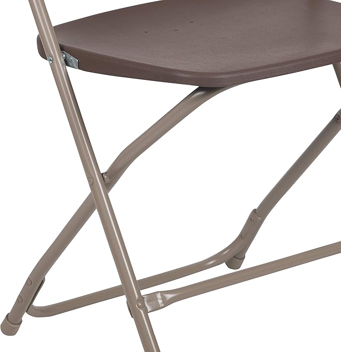 Flash Furniture Hercules Series Plastic Folding Chair Brown - 10 Pack 650LB Weight Capacity Comfortable Event Chair-Lightweight Folding Chair FlashFurniture