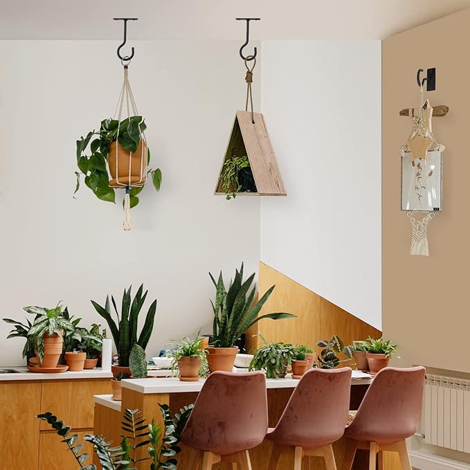 Plant Hooks 20Pack Hanging Plant Bracket 6in Metal Plant Hanger Decorative Plant Hook Black QTJUST