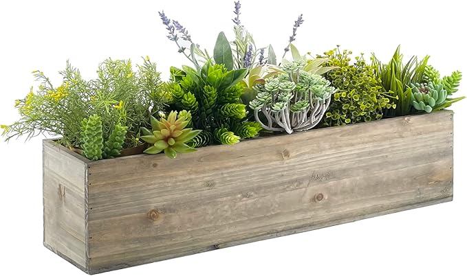 CYS EXCEL Rectangle Wood Planter Box with Removable Plastic Liner (H:6" Open:23"x6") | Multiple Size Choices Wood Rectangular Planter | Indoor Decorative Window Box CYSEXCEL%C2%AE