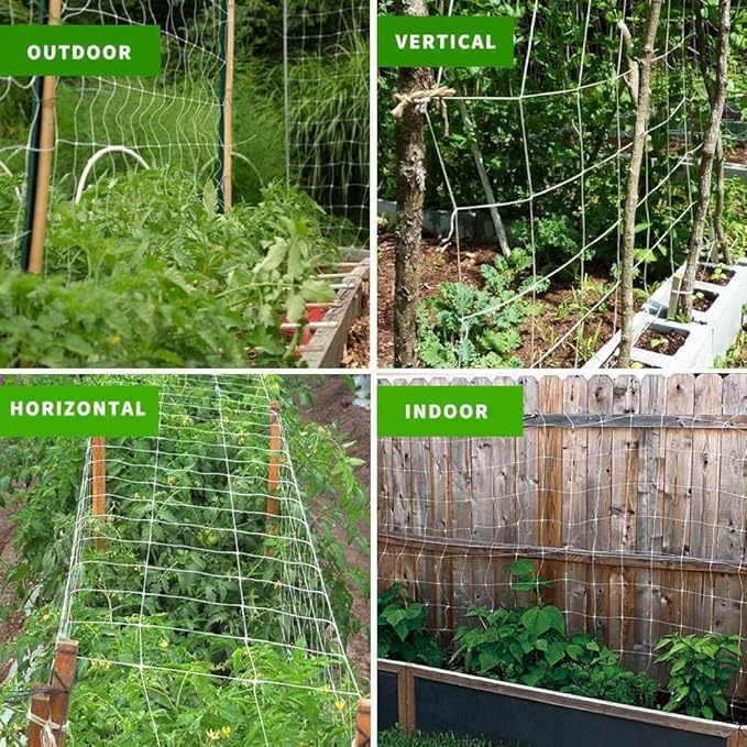 Tcamp Garden Trellis Netting for Plants (5Ft x15Ft, 3.5" Square Mesh Ployester, 2Pack) Tcamp