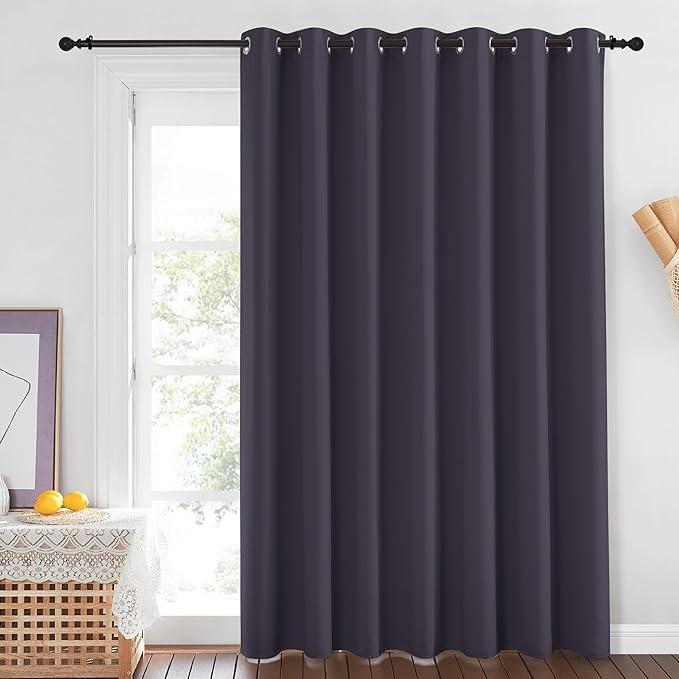 NICETOWN Blackout Curtains for Living Room Bedroom - Sliding Patio Door Insulated Blackout Drapes, Extra Wide Curtain for Villa/Hall/Parlor (100 inches W x 84 inches L, Greyish Purple) NICETOWN