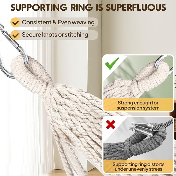 ANYOO Cotton Hammock Portable Camping Hammocks for Hanging Sturdy Garden Comfortable Fabric Hammock with Tree Straps Up to 660lbs with Travel Bag for Camping Outdoor/Indoor Patio Backyard Anyoo