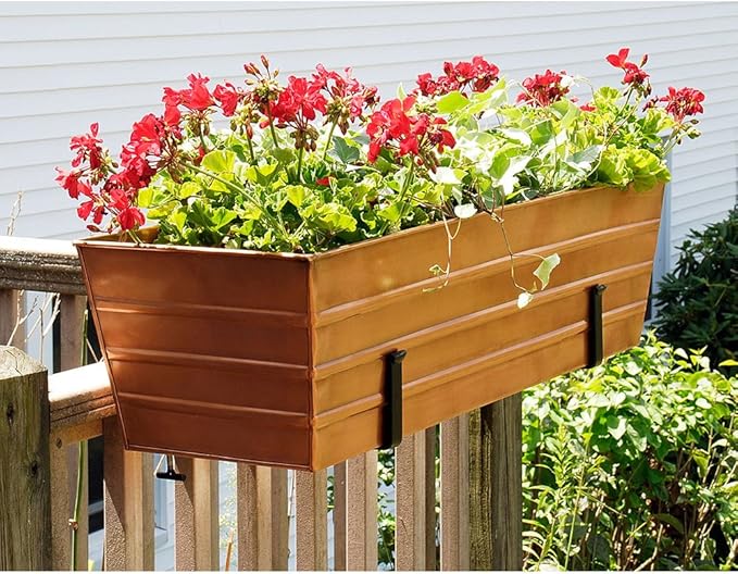 Achla Designs C-21C Plated Flower Box, Window Flowerbox Planter, Large, Copper ACHLADesignsHomeGarden