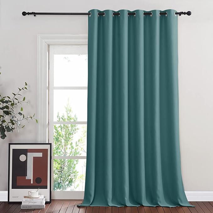 NICETOWN Blackout Room Divider Curtains for Sliding Glass Doors 102 Inches Long 1 Panel, Extra Wide Curtains for Doorway Patio Bedroom Living Room (Sea Teal, 80Wx102L, 1 Panel) NICETOWN