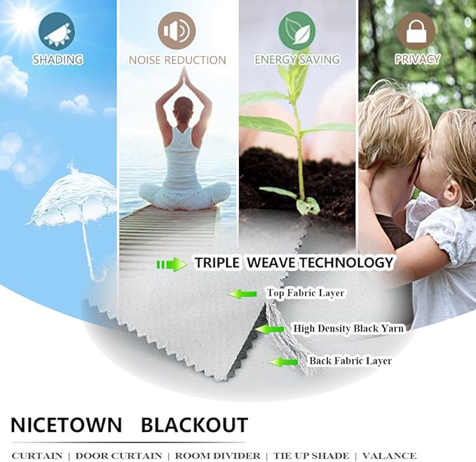 NICETOWN Privacy Outdoor Curtain for Patio Waterproof, Thermal Insulated Sun Block Rustproof Top & Bottom Grommet Windproof Indoor Outdoor Blinds for Balcony, Greyish White, 1 Panel, 100" W by 95" L NICETOWN