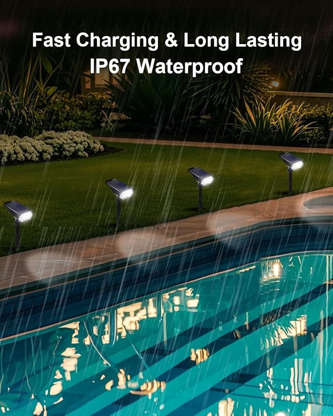 1 Pack Solar Powered Outdoor Spot Lights Outside Waterproof 20 LEDs Landscape Spotlights Dusk to Dawn for House Yard Tree, Plants, Walls, Path, Garden, Statues, Superior Accent Uplighting Cool White Polighty