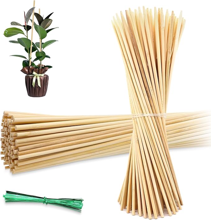 50PCS Bamboo Plant Stakes, 18Inch Natural Bamboo Sticks Garden Stake, HAINANSTRY Plant Support Stakes for Indoor and Outdoor Plants, Stakes for Gardening, Orchid Tomato Vegetable Stakes for Garden HAINANSTRY