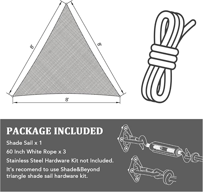 Shade&Beyond Triangle Sun Shade Sail 16'X16'X16' Permeable Canopy Light Grey for Patio Garden Yard Deck Pergola (We Make Custom Size) ShadeBeyond
