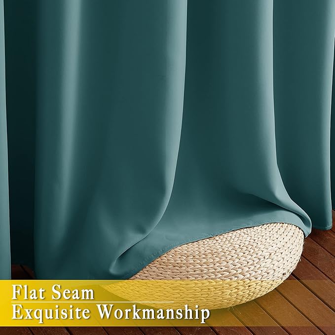 NICETOWN Blackout Room Darkening Window Curtain - Thermal Insulated Solid Grommet Blackout Curtain/Drape for Living Room/Villa (Sea Teal, Single Panel, 80 by 108-inch) NICETOWN