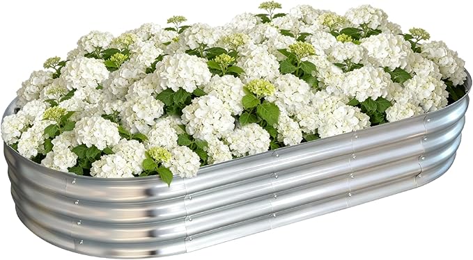 Galvanized Raised Garden Bed Outdoor, Large Raised Bed for Gardening, 6x3x1ft Oval Metal Planter Box for Vegetables, Fruits, Flowers, Silver VivaGarden