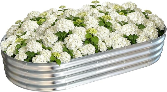 Galvanized Raised Garden Bed Outdoor, Large Raised Bed for Gardening, 6x3x1ft Oval Metal Planter Box for Vegetables, Fruits, Flowers, Silver VivaGarden
