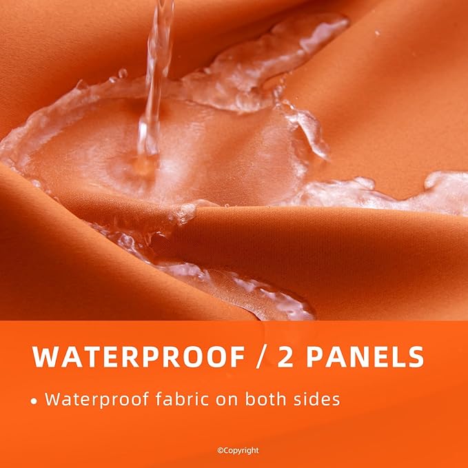 Waterproof Outdoor Curtain W52 x L63 - Grommet Top Sunlight Blocking Window Treatment Drapes Blackout Curtains for Home Bedroom Living Room Outdoor Patio Porch Pergola (Orange, 2 Panels) DivaenCamino