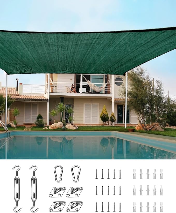 Quictent 20x26ft Sun Shade Sail for Patio, 185GSM Heavy Duty Rectangular Outdoor Sunshades UV Block Outside Canopy Cover for Backyard QUICTENT