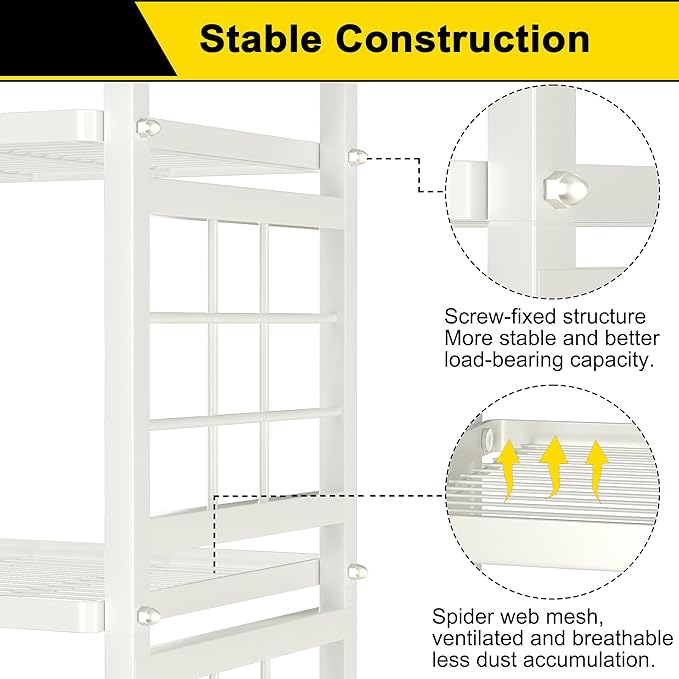 GIOTORENT 6-Wire Garage Shelving Storage Shelves, Metal Shelving Unit Pantry Rack, Kitchen Storage Adjustable Shelf 900Lbs Capacity for Laundry Kitchen Bathroom Organizer(White) GIOTORENT