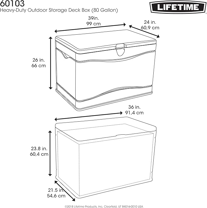 LIFETIME 60103 Deck Storage Box, 80 Gallon, Desert Sand/Brown Lifetime