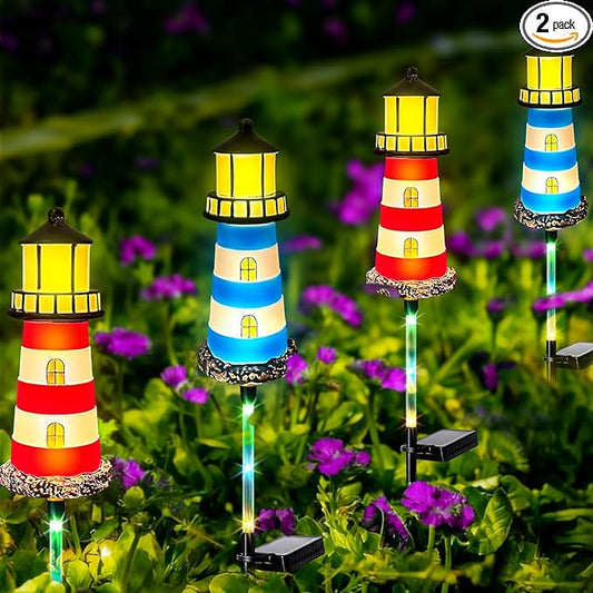 Solar Garden Lights Outdoor Decorations, 4 Packs Lighthouse Waterproof, Lights walkways Garden Decor for Outside Landscape Light, for Yard, Patio, Pathway Decor, Gifts BEIDOULUSOLARLIGHTS