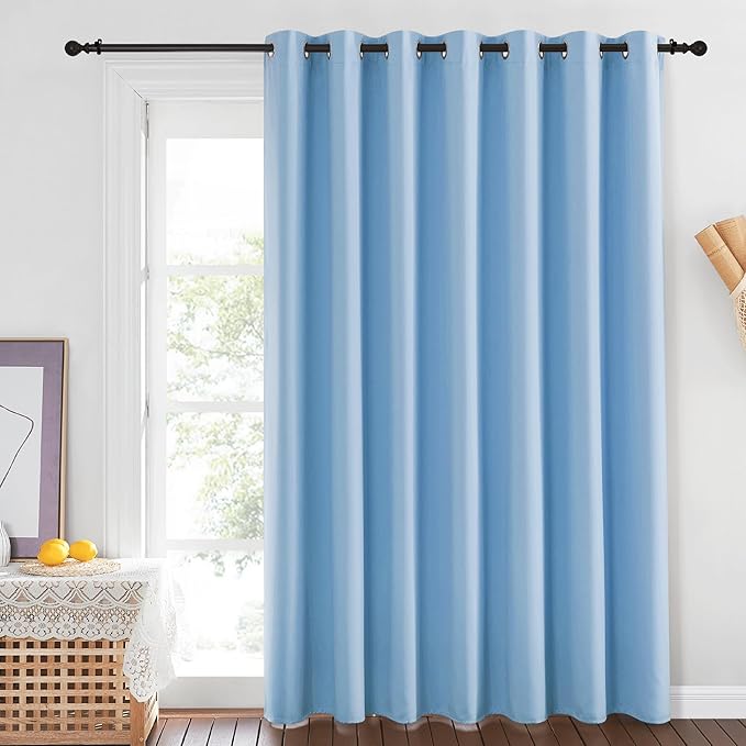 NICETOWN Blue Room Divider Curtains 100 inches Wide Curtains, Grommet Thermal Insulated Blackout Window Treatment Room Darkening for Sliding Glass Door Bedroom, 1 Panel, W100 x L84 NICETOWN