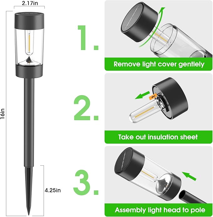 Solar Lights Outdoor, 12 Pack Waterproof Solar Landscape Lighting for Pathway Garden Yard Path Walkway Driveway Lawn Patio Outside Decor, Cool White EYROSA