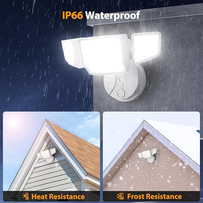 Onforu 90W Flood Lights Outdoor, 10000LM Ultra Bright 4-Head LED Security Light with Switch Control, IP66 Waterproof 6500K Exterior Lights for Yard Garage Patio Onforu