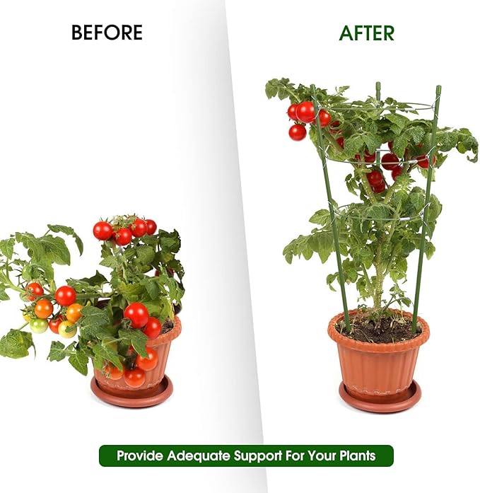 8 Pack Plant Support Tomato Cages for Garden, 18 Inches Small Tomato Cages and Supports with Adjustable Rings for Garden Pots, Plant Stakes Tomato Trellis Rings for Climbing Plants TOCCYARD