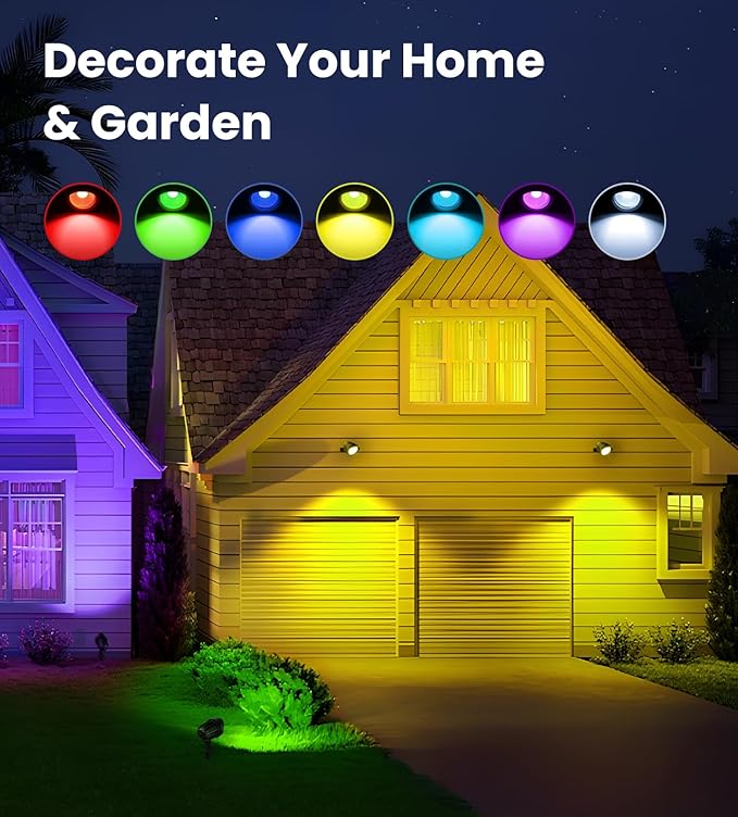 MEIKEE 15W RGB Landscape Lights 12V 24V Low Voltage Landscape Lighting RGBW Color Changing IP66 Waterproof Outdoor Spot Lights with Connectors for Garden Path Yard (12 Pack) MEIKEE