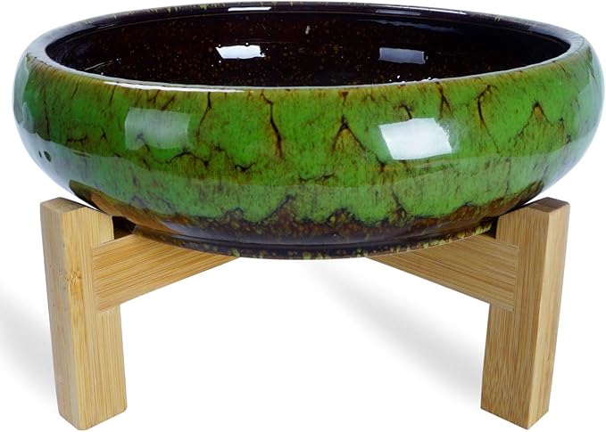 ARTKETTY Large Succulent Pots with Drainage 10 inch Succulent Planters with Planting Tools Set & 2.2lb Mix Pebbles - Ceramic Bonsai Pot for Indoor Succulent Plants Cactus Flower Planter ARTKETTY