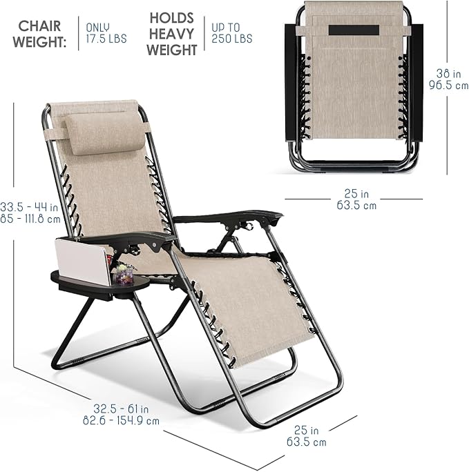 Nestl Zero Gravity Chairs Set of 4 - Beige Nestl