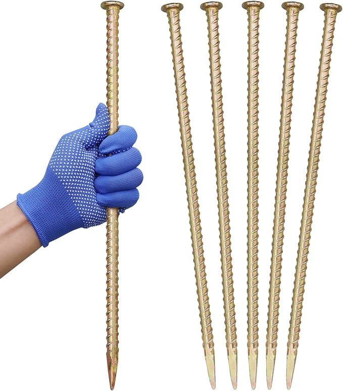 16 Inch Rebar Stakes - 1/2 Inch Diameter Galvanized Steel Ground Anchors - Heavy Duty Plant Support Garden Stake for Speed Bump, Wheel Stop, Tent (10 Pack) JPOIP