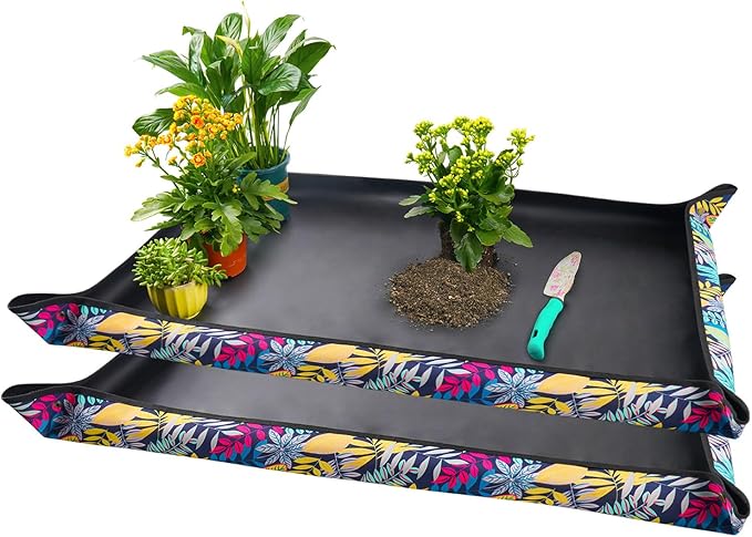 2 PCS 43.5" x 29.5" Extra Large Repotting Mat for Indoor Plants Transplanting and Dirt Control Plant Gift for Plant Lovers FocusonGardeningProjects