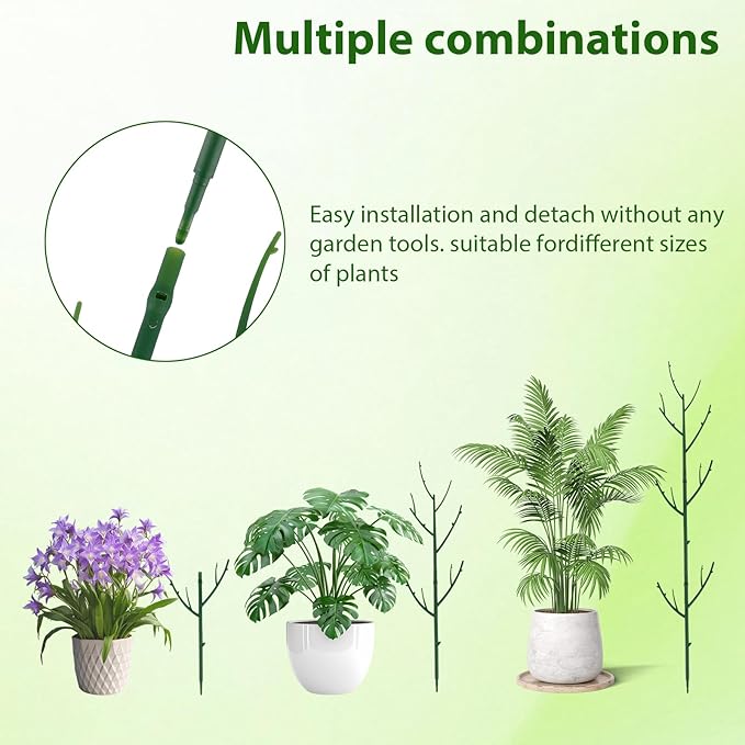 15 Pack Stackable Plant Support Stakes, Garden Trellis for Climbing Plants Indoor and Outdoor Use, Plant Accessories for Potted Plants Monstera, Plant Sticks for Climbing Plant Stems PERSZEN